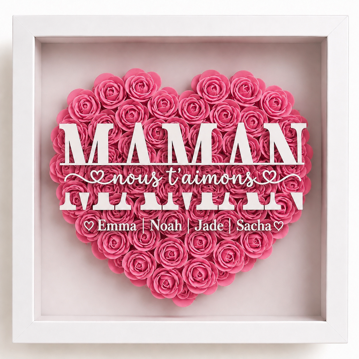 Cadre décoratif floral avec écriture calligraphiée - cadeau fête des mères