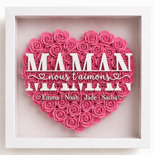 Cadre décoratif floral avec écriture calligraphiée - cadeau fête des mères