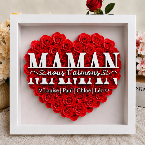 Cadre Floral Maman personnalisé avec roses - Maison des Souvenirs